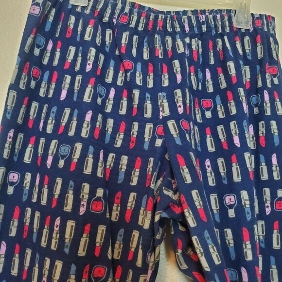 Joe Boxer Pajama Set Flannel Long Sleeves Print Lipstick All Over Womens Sz M - Picture 9 of 13